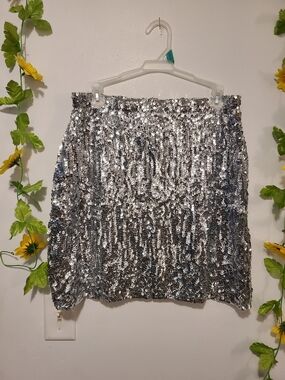 Silver Sequin Mini Skirt - Sparkling Party Skirt